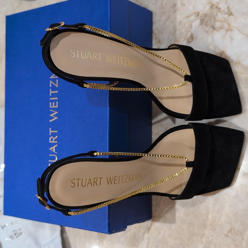 Stuart Weitzman black Suede Roxanne 4" Stilettos BNIB - Picture 7 of 7